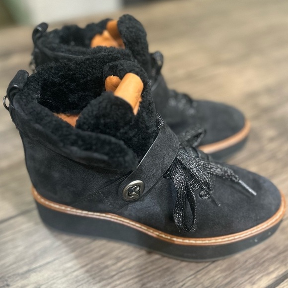 COACH G1354 Urban Hiker Boots, Black Suede, Womens Size 7.5B - Picture 5 of 7